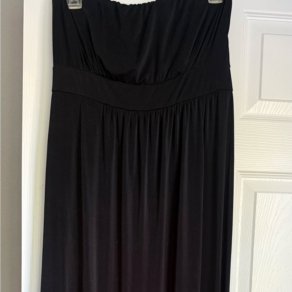 Soma Black Strapless Dress with Tropical Bottom detail L